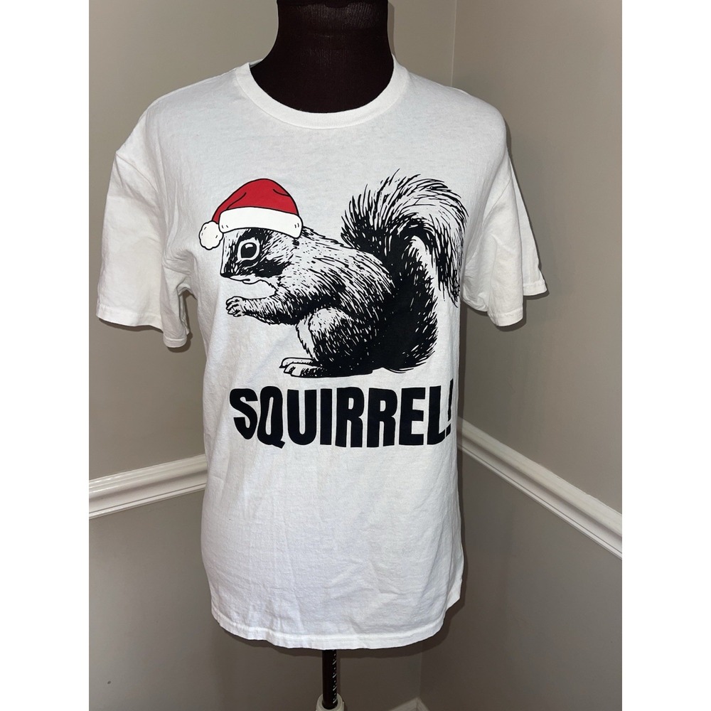 Squirrel Christmas T‎ Shirt Delta Mens Size Medium White